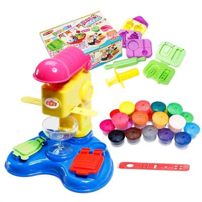 兒童廚房玩具 棉花泥壓面機與漢堡黏土玩具的樂趣